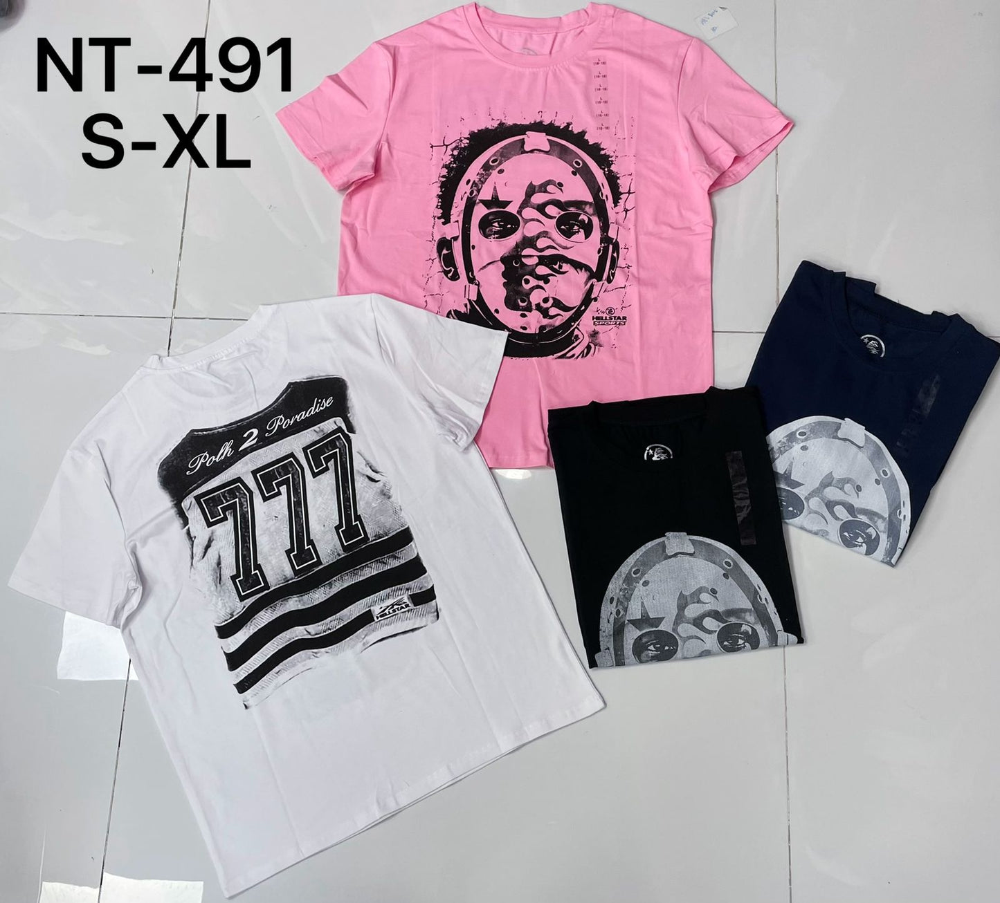 NT-491 | Artistic Face & 777 Graphic T-Shirt