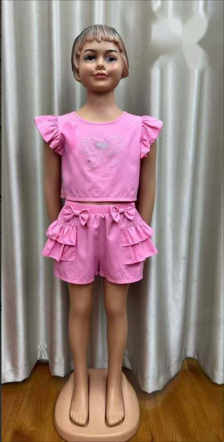 Girls Pink Ruffle Co-ord Set