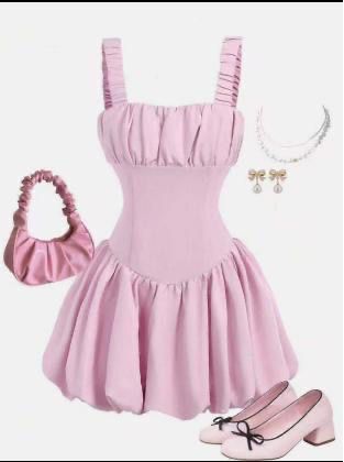 Cute Puff Skirt Mini Dress Set