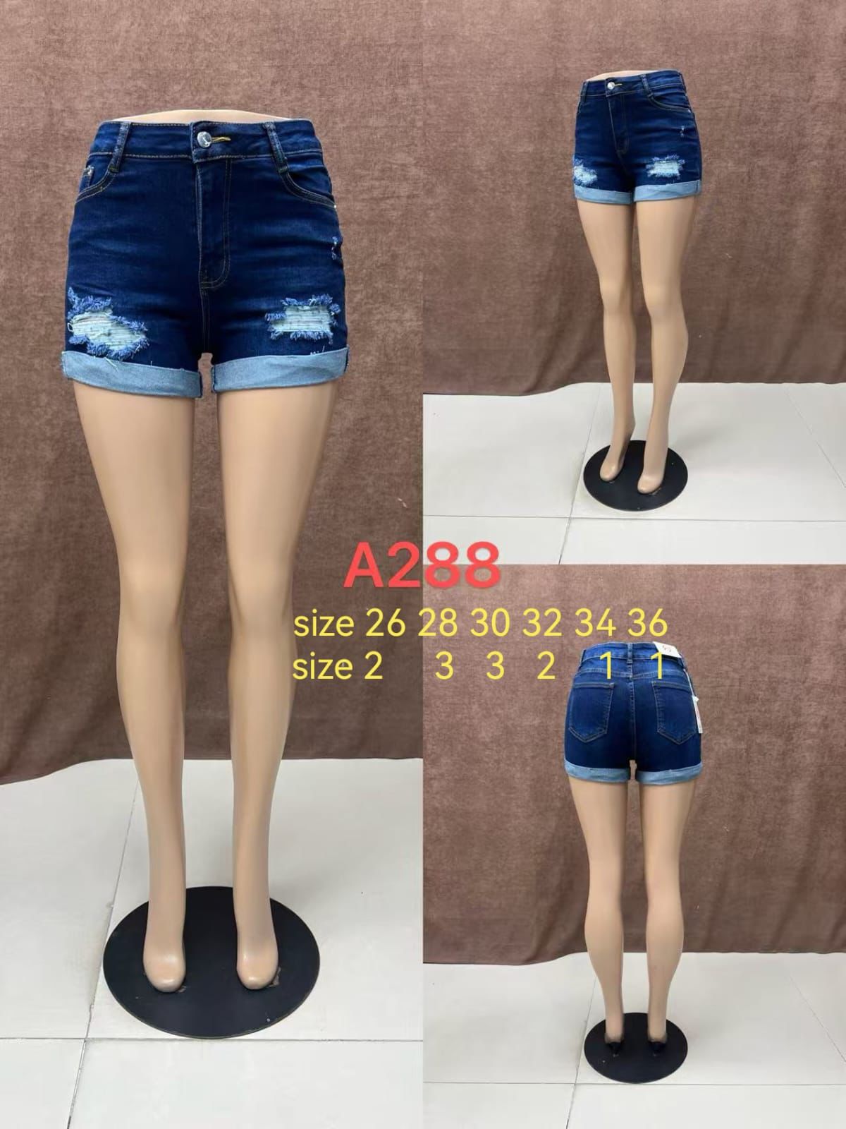 Women’s High-Waist Distressed Denim Shorts – A288