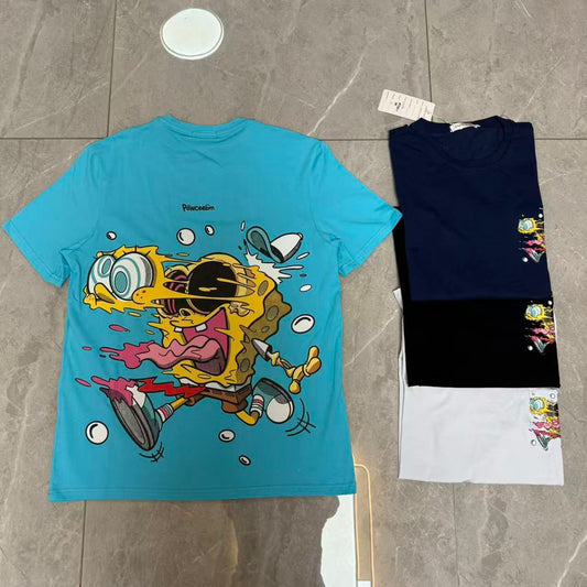 Men’s Cartoon Graphic Printed T-Shirt – SpongeBob Style