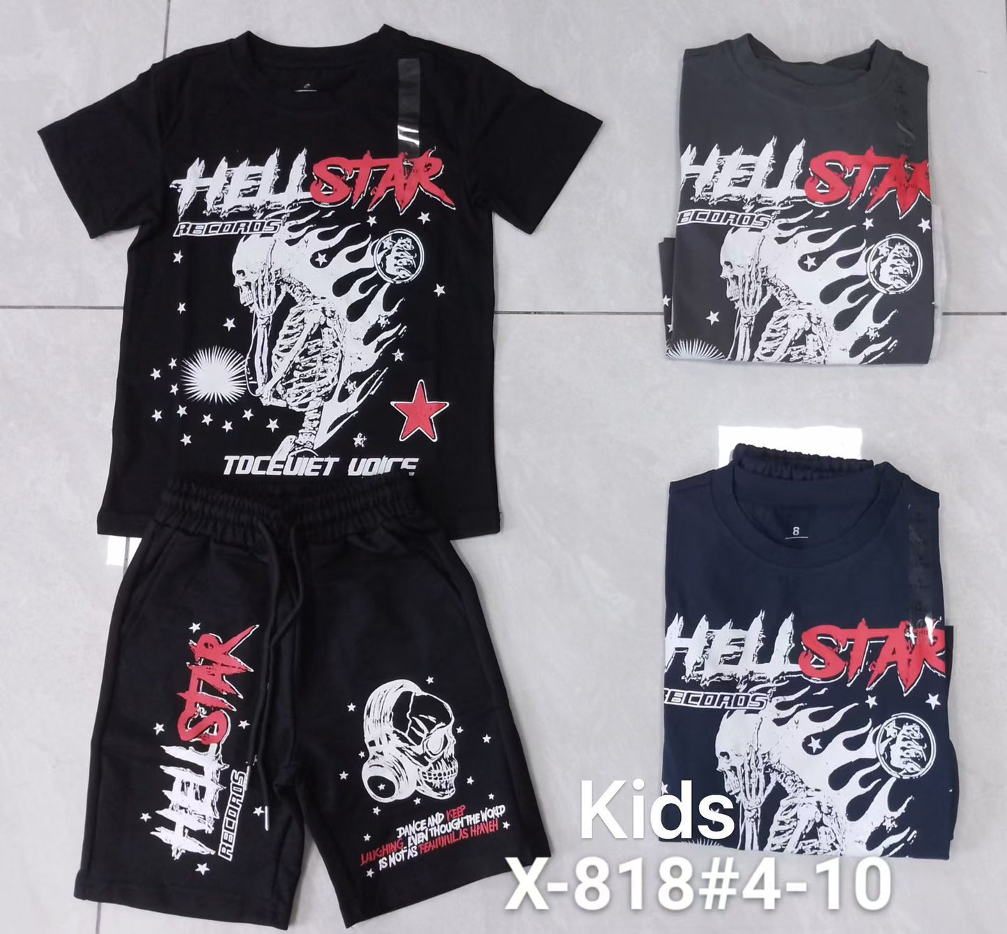 Kids Hell Star Shorts Set K818#