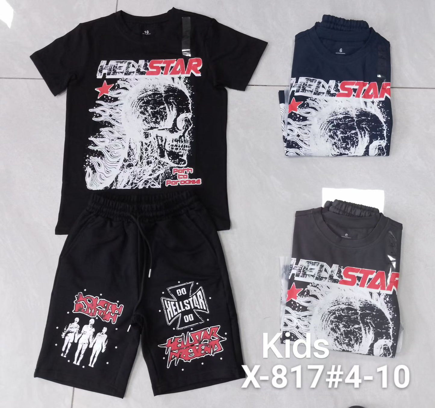Kids Hell Star Graphic Shorts Set K817