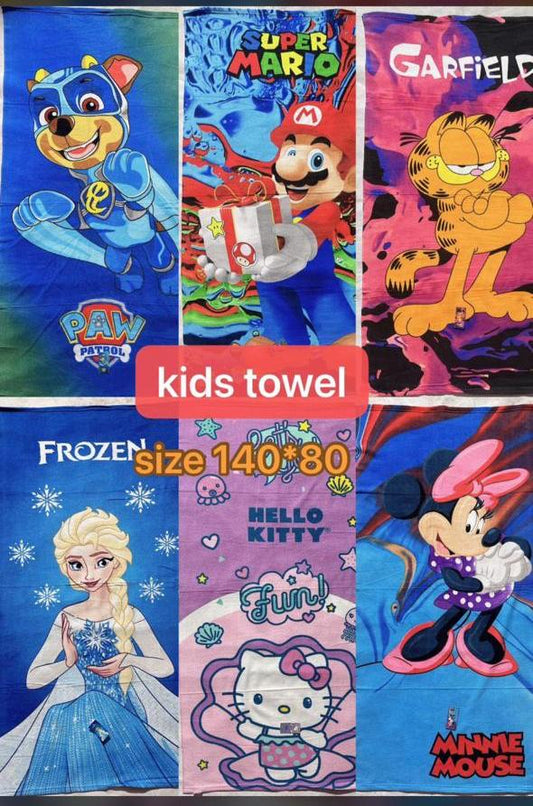 Kids Cartoon Character Bath Towels – 140x80 cm | Soft & Colorful