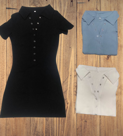 Collared Button-Up Bodycon Dress – SST9