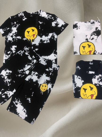 Kids Drippy Emoji Tie-Dye T-Shirt & Shorts Set – T-2905