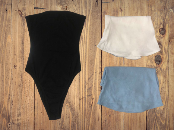 Strapless Ribbed Bodysuit Top – Style SST7