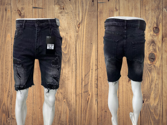 ZW9004 Distressed Black Denim Shorts – Sizes 30-38