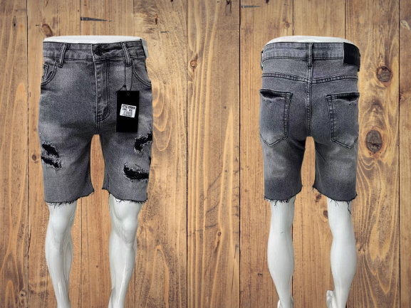 ZW9008 Distressed Grey Denim Shorts – Sizes 30-38