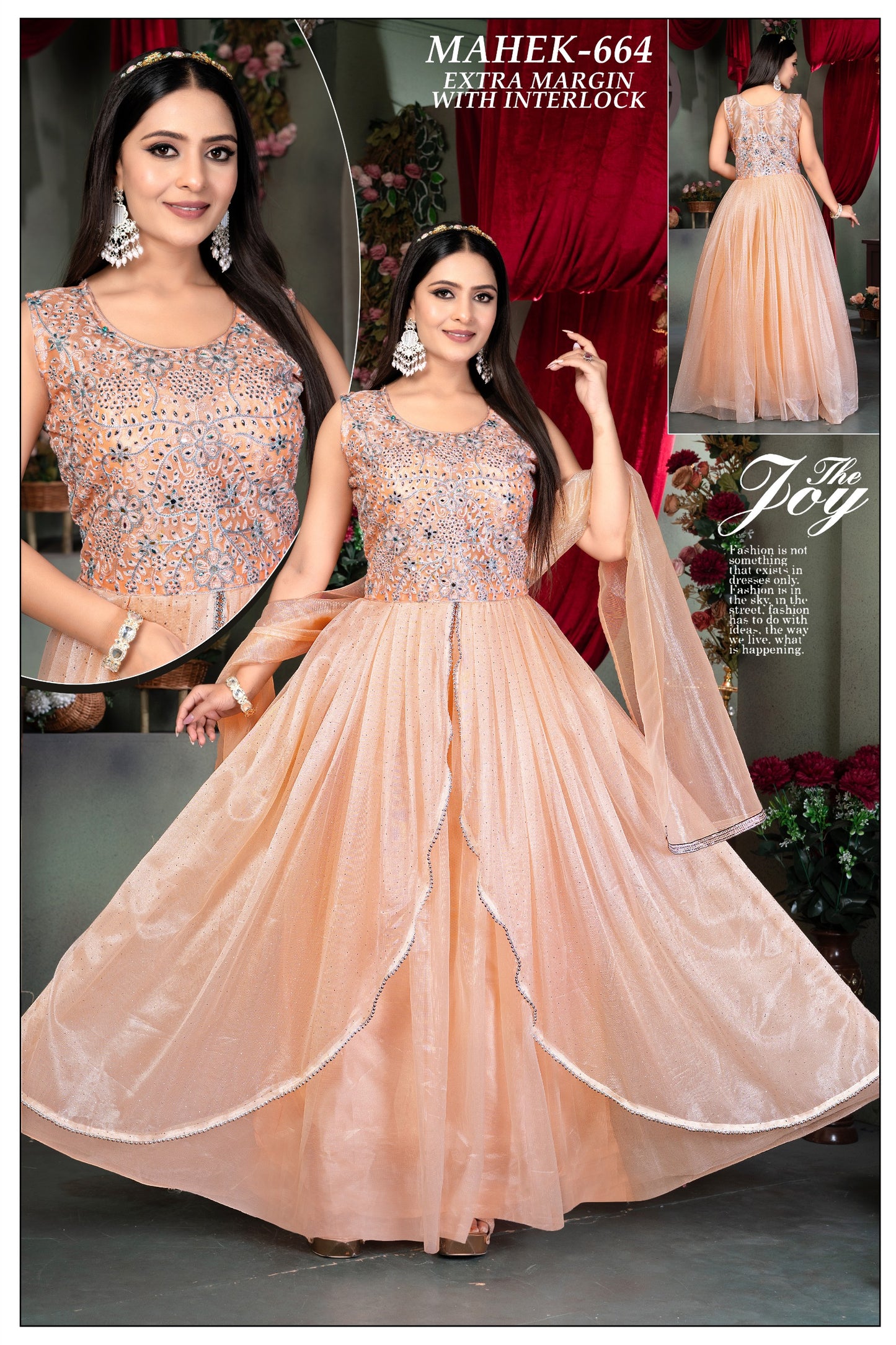 Women’s Designer  Embroidered Anarkali Gown with Dupatta