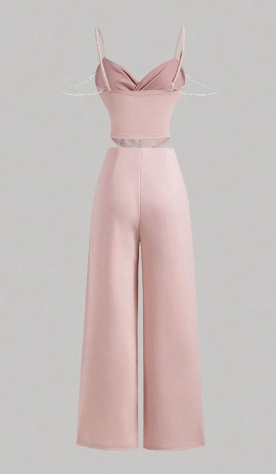 Elegant Pink Wide-Leg Jumpsuit with Corset Top