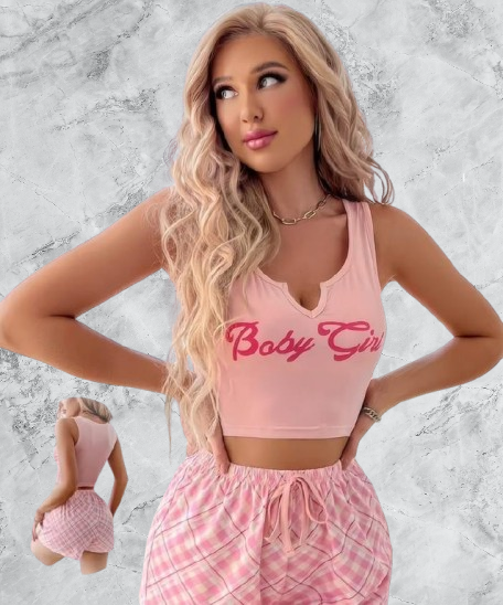 Baby Girl Crop Top & Plaid Shorts Loungewear Set