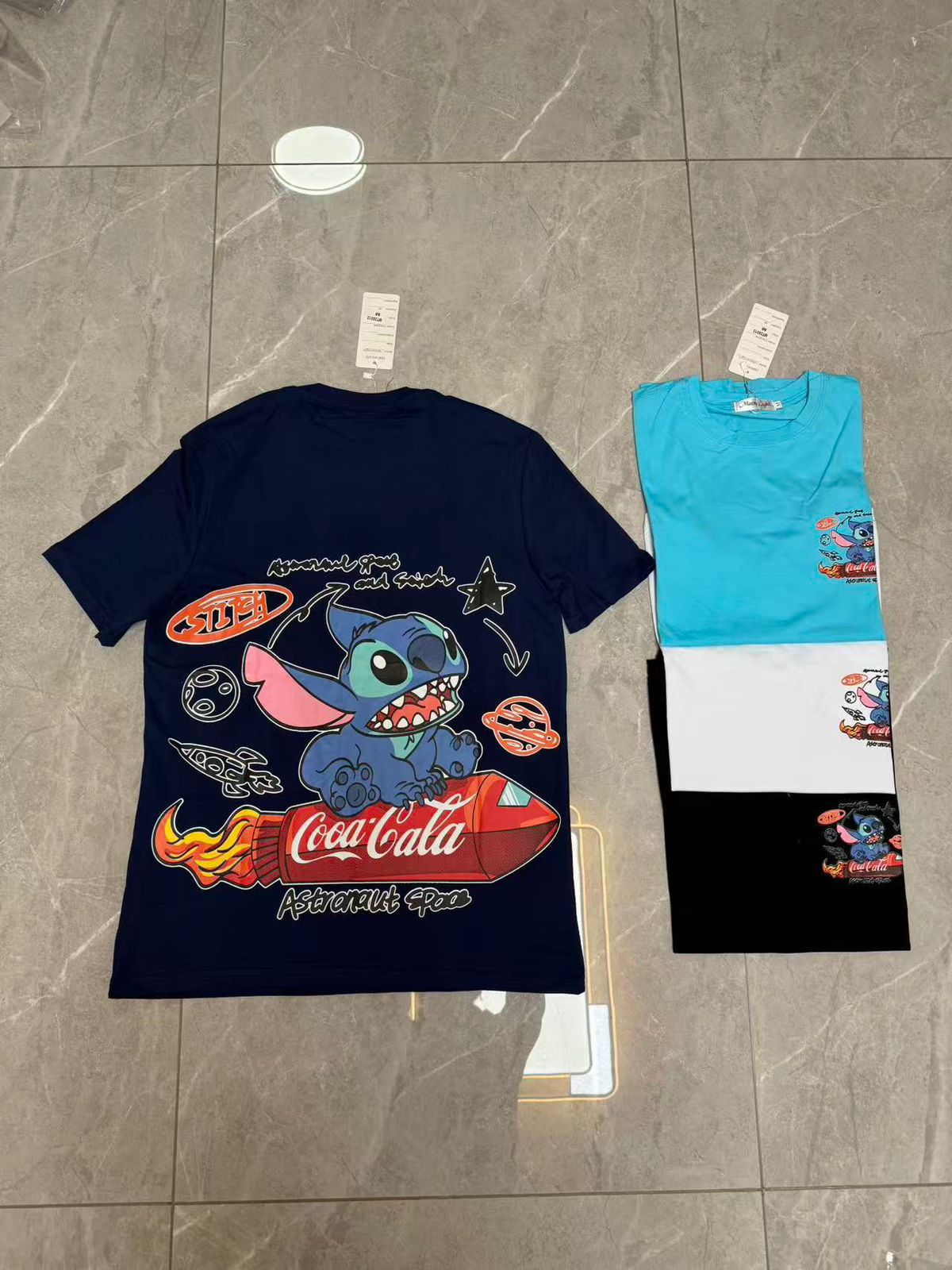 Men’s Cartoon Graphic T-Shirt – Stitch Space Theme