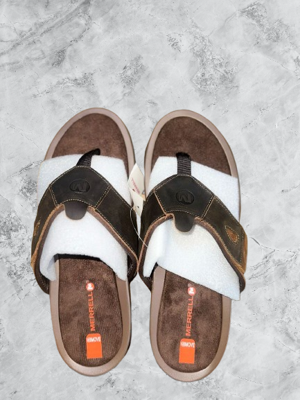 Merrell 2704 Men's Leather Slide Sandal - Dark Brown