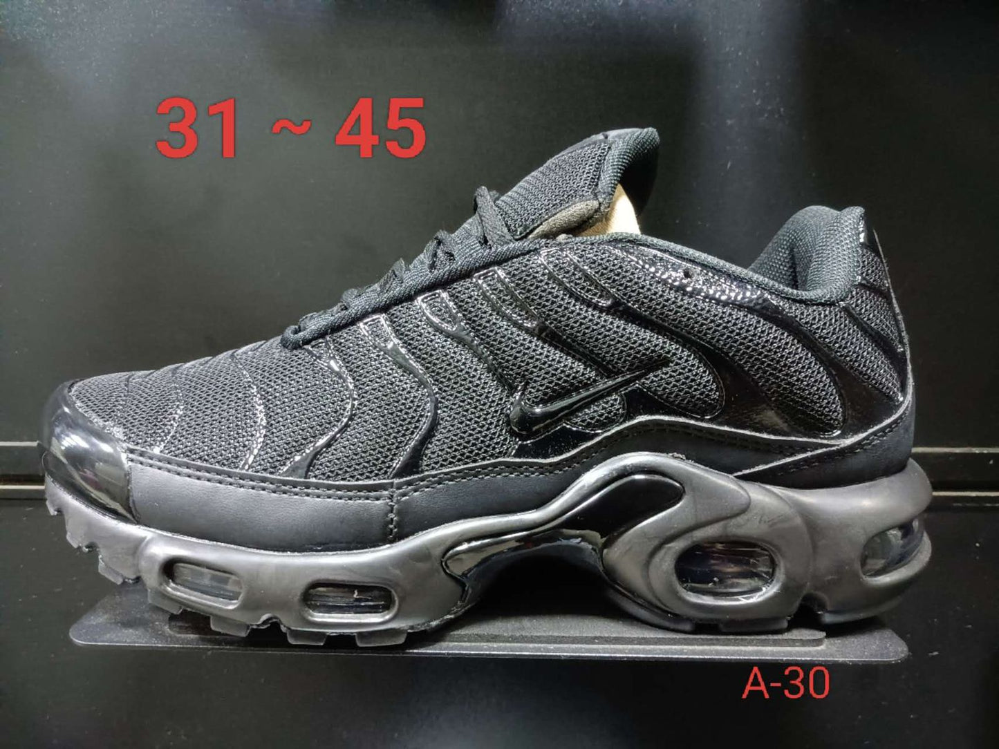 A-30 | Triple Black Air Max Style Runner